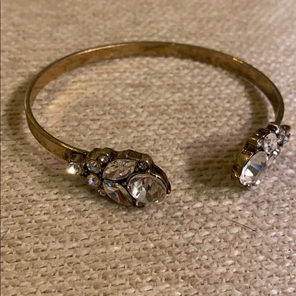 Gold and rhinestone cuff bracelet